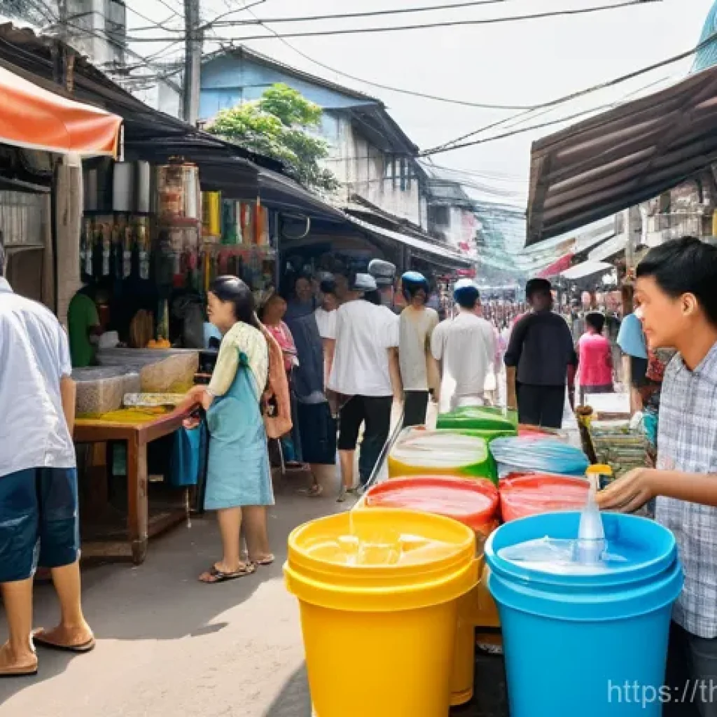 괴짜 경제학의 주요 사례 연구 - **Prompt:** "A vibrant, bustling Thai street market scene on a hot, sunny afternoon. In the foregrou...