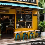 Home 21 괴짜 경제학의 구체적인 사례를 통한 성공 전략 - A cozy small local coffee shop in Bangkok, decorated with recycled materials such as reclaimed wood ...