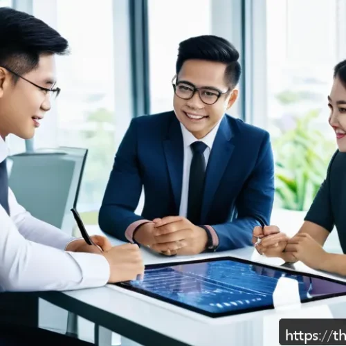 Home 31 괴짜 경제학이 보여주는 리더십의 조건 - A modern Thai office scene illustrating a diverse team of professionals collaborating around a confe...