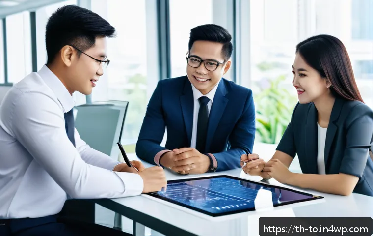 괴짜 경제학이 보여주는 리더십의 조건 - A modern Thai office scene illustrating a diverse team of professionals collaborating around a confe...